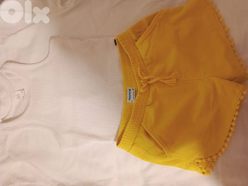 Zara white top with yellow short Mayoral 1