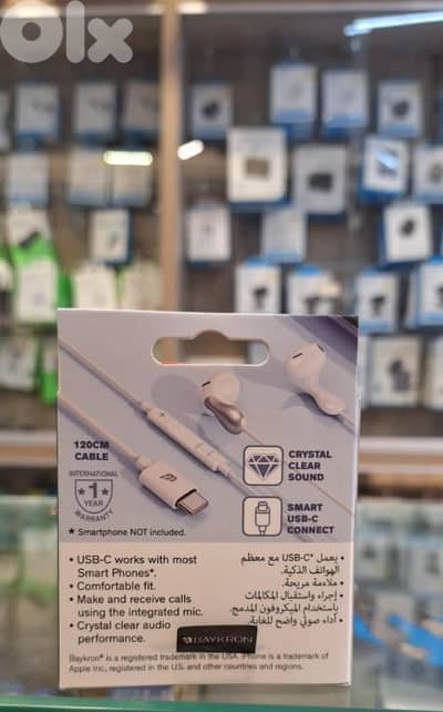 BAYKRON BASIC EARPHONES USB-C WITH MICROPHONE