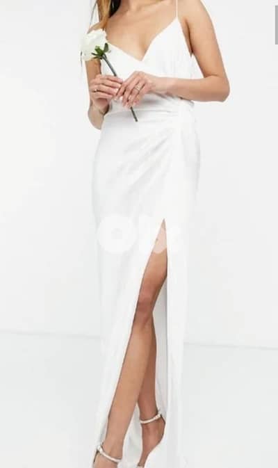 ASOS edition Rosanna satin cami wedding dress with drape detail  44