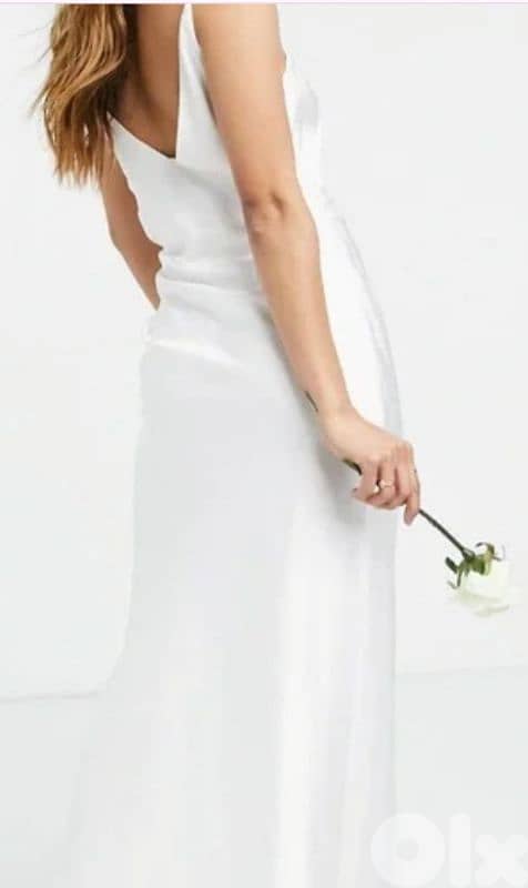 ASOS edition Rosanna satin cami wedding dress with drape detail  44 1
