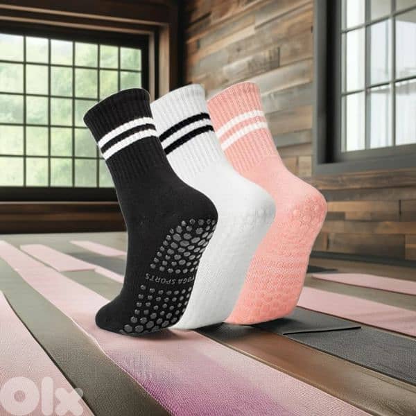 High Quality Thin Cotton Tube for Pilates & home  Anti Slip Yoga Socks 0