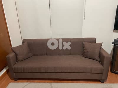 Modern Convertible Sofa Bed with storage – Brown Fabric