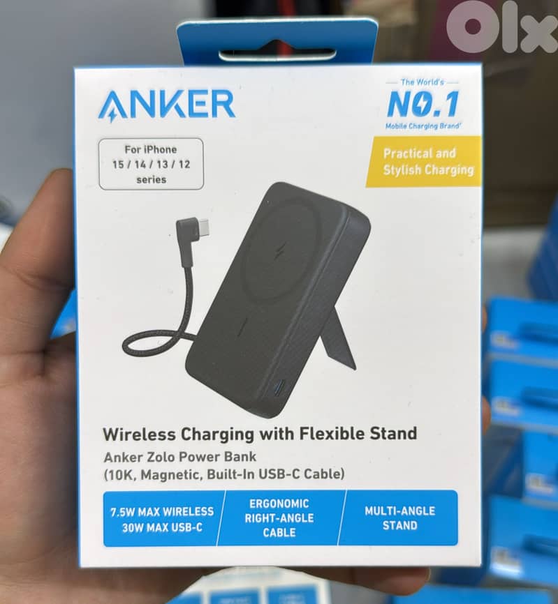 Anker zolo power bank (10k, magnetic, with usb-c cable) 30w with flexi 0