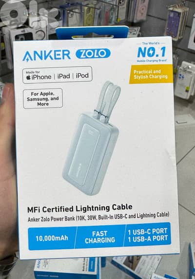 Anker zolo power bank (10k,30w,built in usb-c and lightning Original &