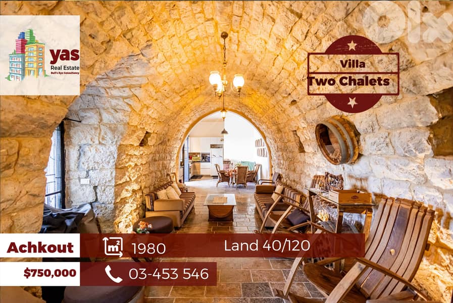 Achkout 1980m2 | Land With 2 Chalets & Stone Volt House | 40/120 | TYT 0