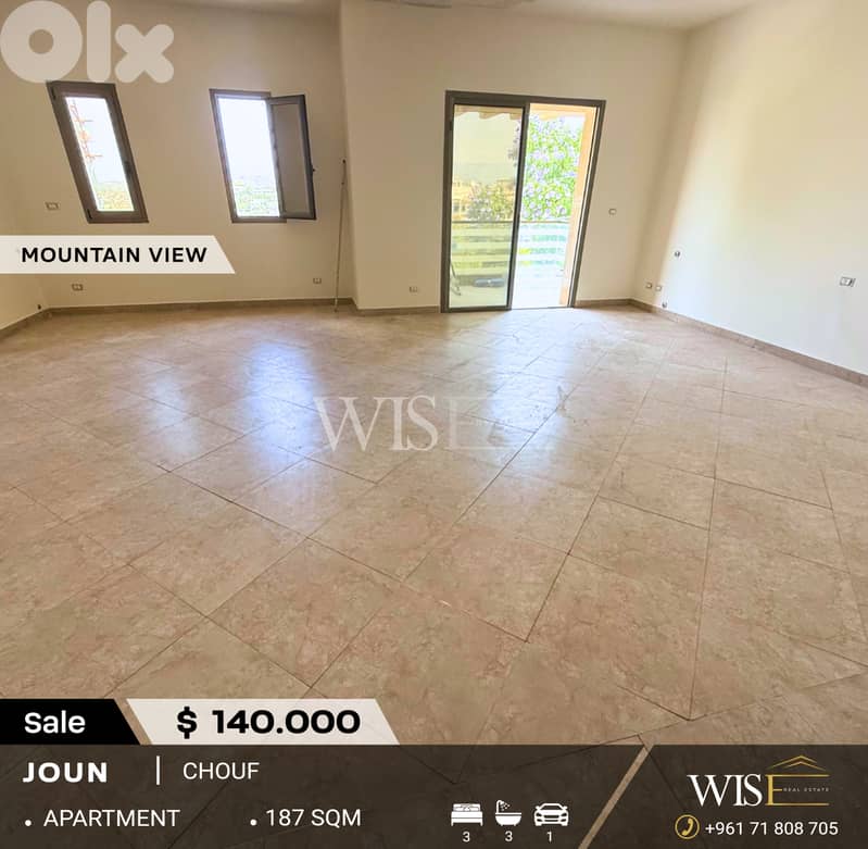 187 SQM Apartment FOR SALE – Joun, Chouf! 0