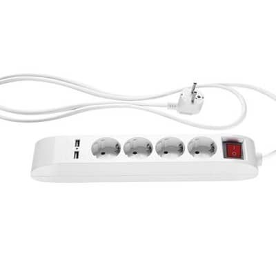 Silvercrest 4-Way Power Strip With USB Max 12 W - موزع كهرباء 4 منافذ