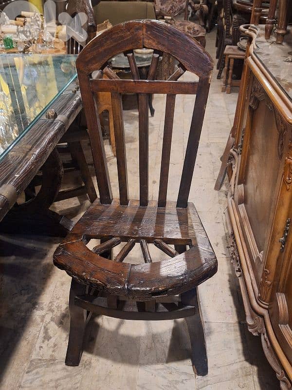 unique vintage bronze and massif door face dining table with 8 chairs 6