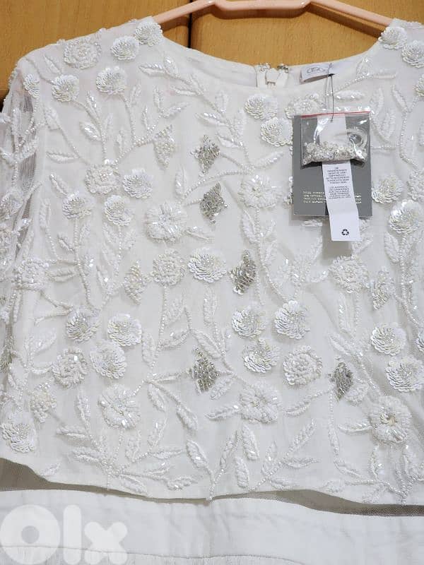 Beaded tulle crop top skirt dress 40 فستان مشكوك 3