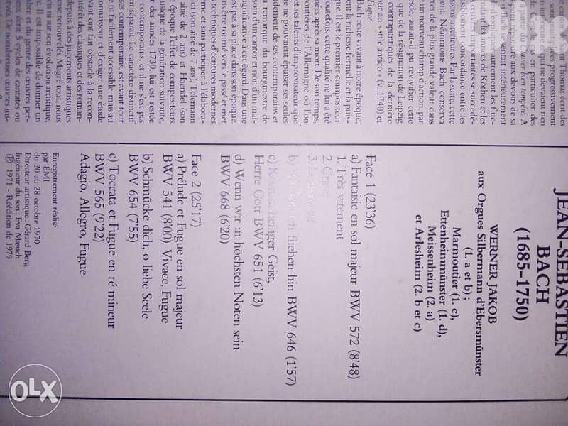 J. S. bach oeuvres celebres 1685 to 1750 gatefold france 1