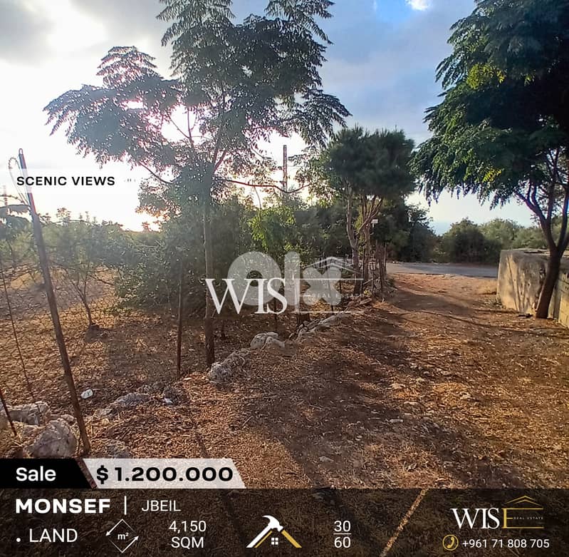 Prime 4,150 SQM Land FOR SALE – Monsef, Jbeil! 0