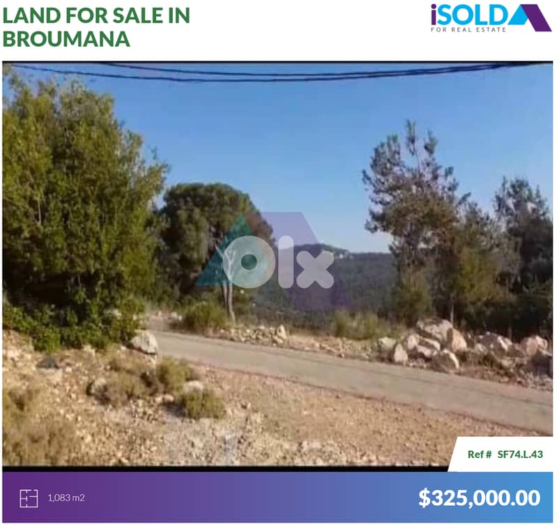 1083m2 land+mountain view -Prime Location - 4sale in Broumana 0