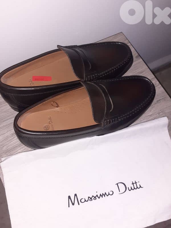 Real Leather Genuine Massimo dutti mocassain + pouch + Gift. 1