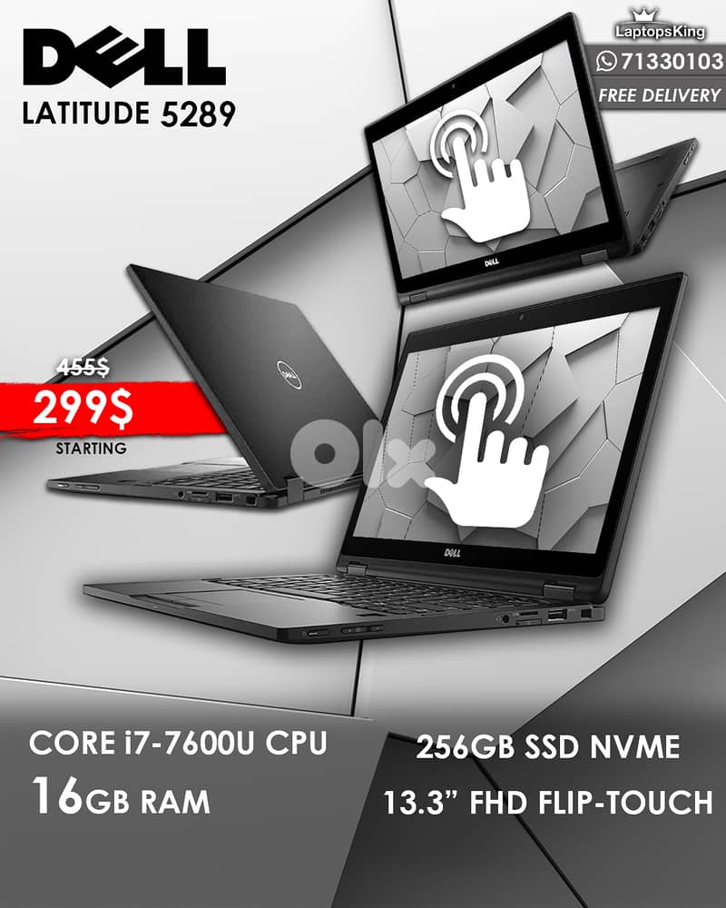 DELL LATITUDE 5289 2in1 CORE i7- 7600U 13.3" FHD FLIP-TOUCH LAPTOP 0