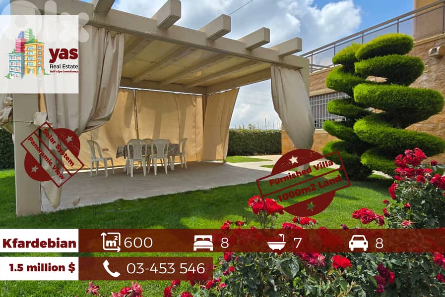 Kfardebian 600m2 | 1000m2 Land | Furnished Villa | Solar System |DA/AA 0