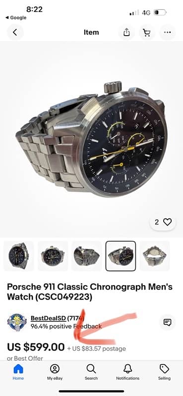 PORSCHE DESIGN 911 CLASSIC WATCH CHRONO SWITZRLAND SWISS MADE ORGINAL 3