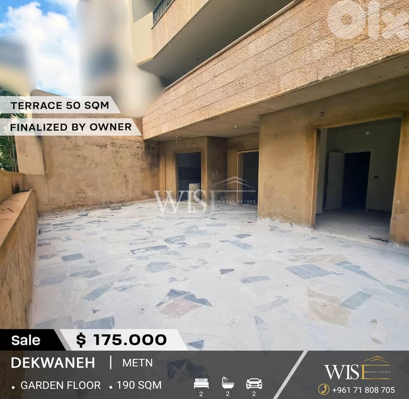 Stunning 190 SQM Apartment with 50 SQM Terrace FOR SALE – Dekwaneh! 0