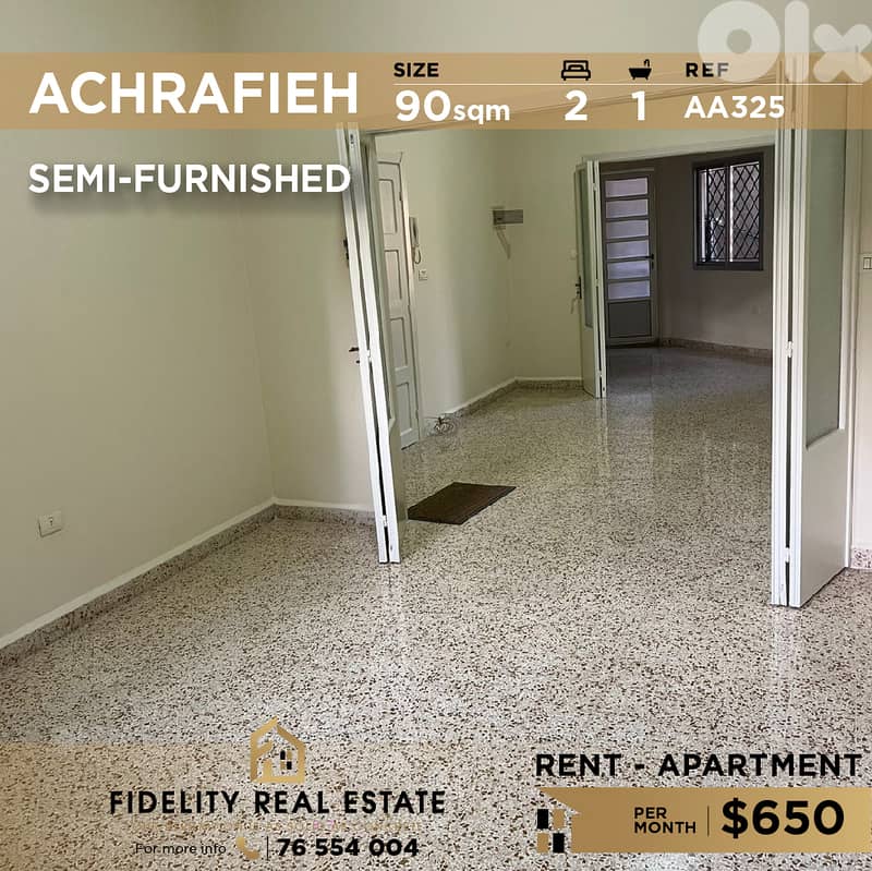Apartment for rent in Achrafieh AA325 شقة  للإيجار في الأشرفية، 0