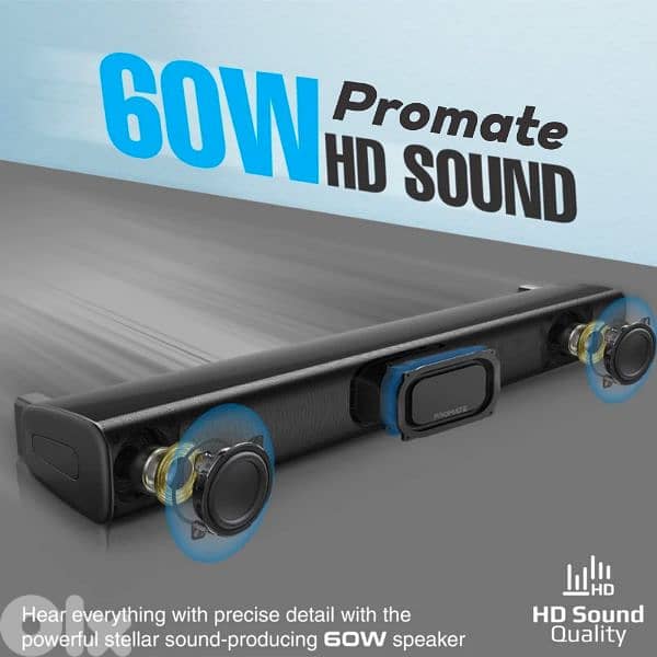 Promate 60W BassBoost SoundBar with Subwoofer 0