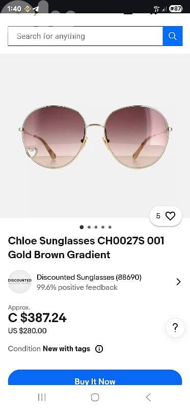 Chloe Sunglasses CH0027S 001 Gold Brown Gradient 0