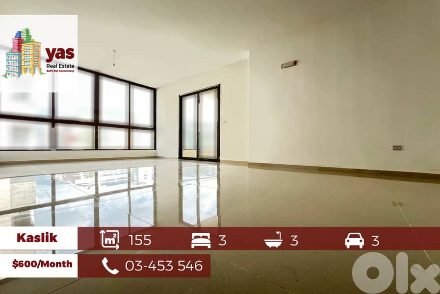 Kaslik 155m2 | Rent | Brand New | Calm Street | Prime Location | EH/EL 0
