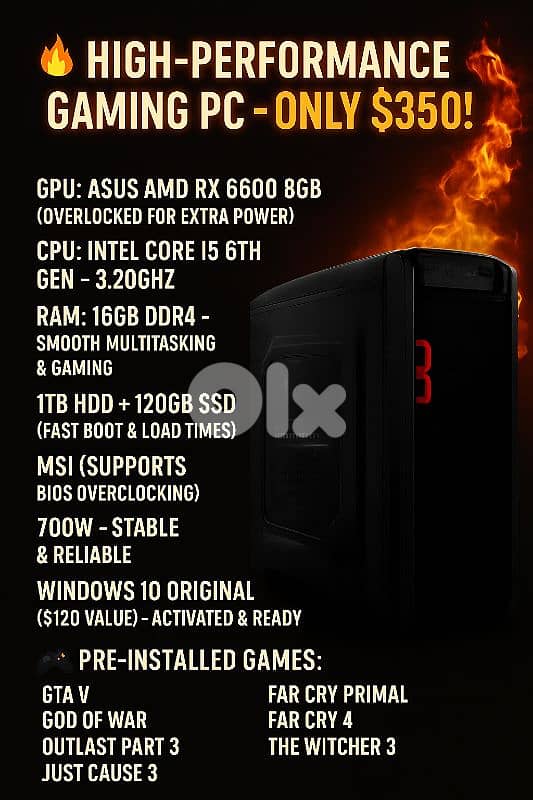 Gaming PC High Performance – RX 6600 / i5 / 16GB RAM 0