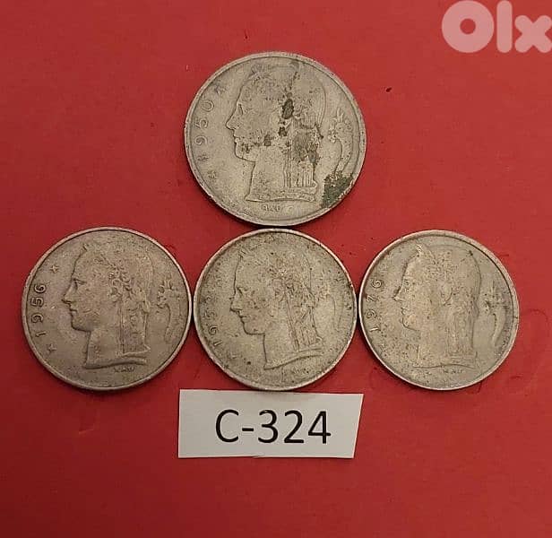 Belgium 1950's 4 coins Lot # C-324 0