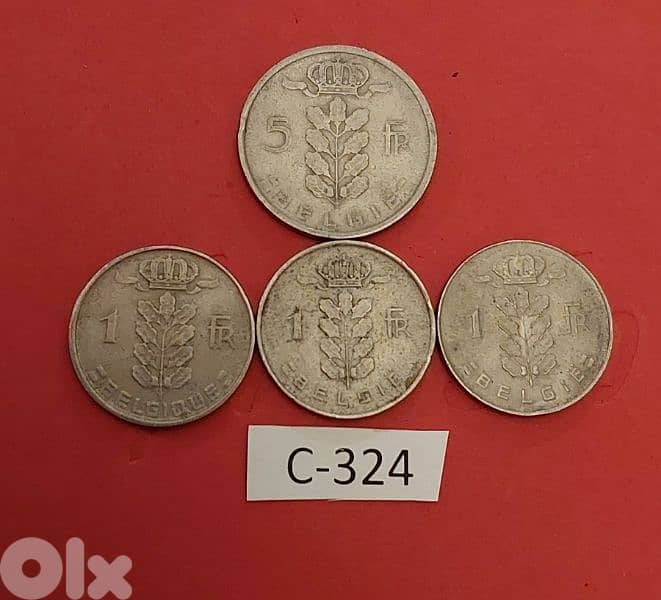 Belgium 1950's 4 coins Lot # C-324 1