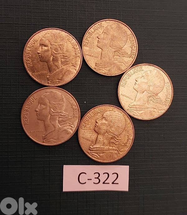 France 10 centimes 5 coins 1980 to 1984 Lot# C-322 0