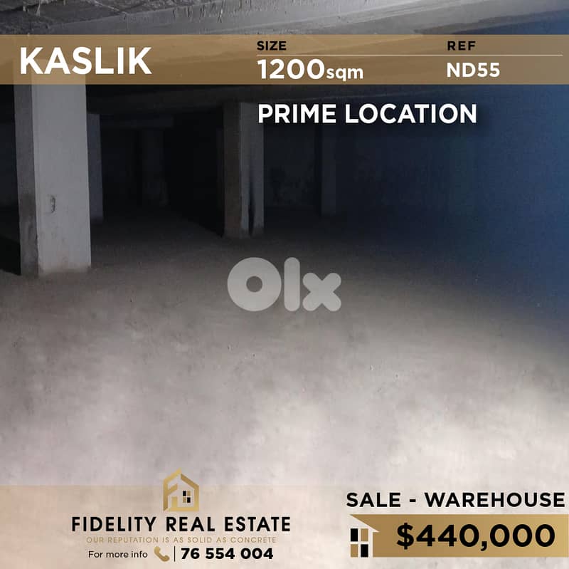 Warehouse for sale in kaslik ND55 مستودع للبيع في وسط الكسليك 0