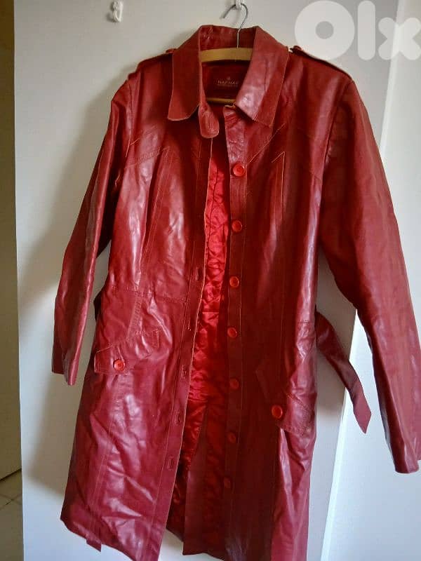Vintage NAF NAF Red Leather Coat – Size L 0