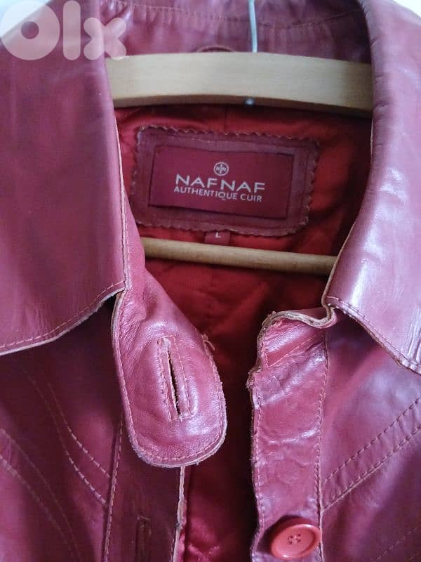Vintage NAF NAF Red Leather Coat – Size L 1