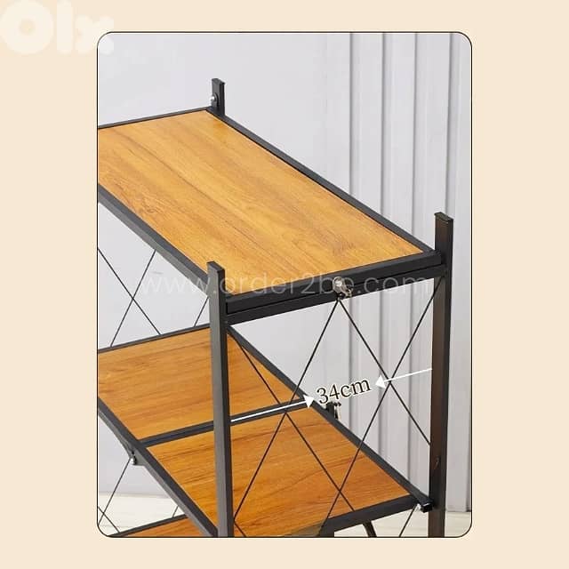 Heavy-Duty Storage Rack – Foldable Steel & Wood Organizer with Wheels 9