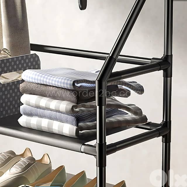 Modern Entryway Shoe Rack – 3 Tiers & 8 Hooks for Coats, Shoes & Bags 3