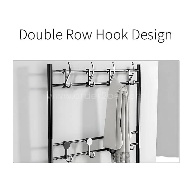 Modern Entryway Shoe Rack – 3 Tiers & 8 Hooks for Coats, Shoes & Bags 4