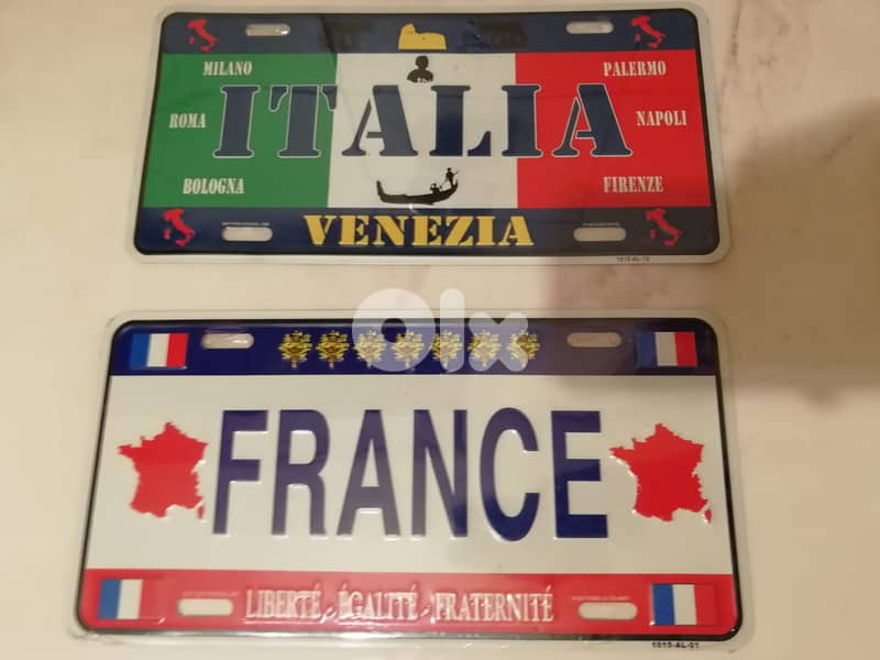 USA / france / italy tin plates for car or decoration 30*15cm 10$ each 3