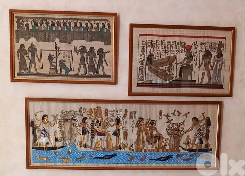 لوحات مصرية فرعونية على ورق بردى عدد 8 للبيع 0