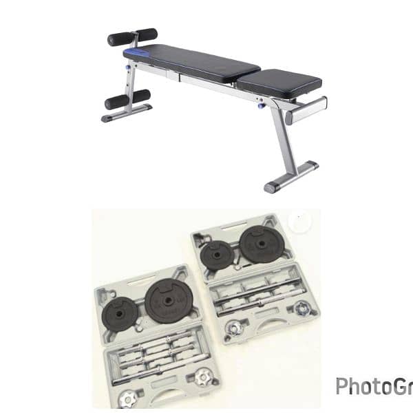 abs bench domyos and 2 box dambell 30kg 0