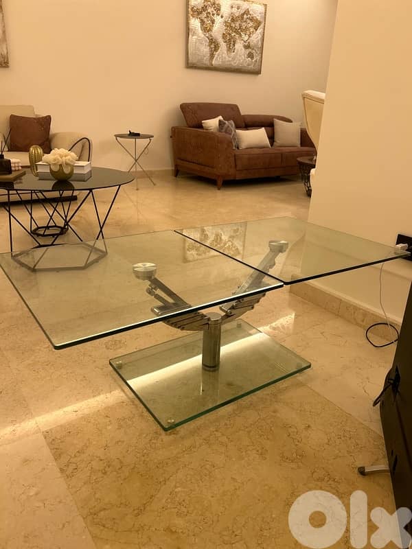 Glass Top Extending 2 Arm Table 0