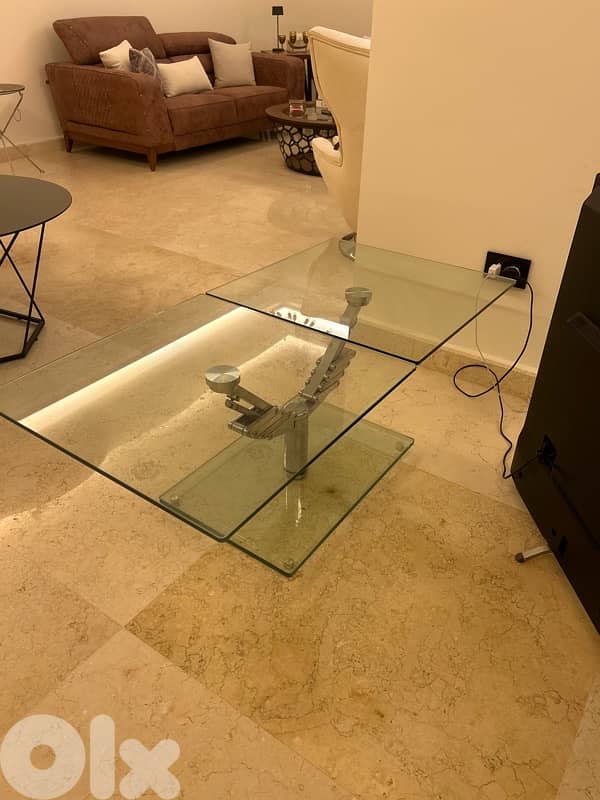 Glass Top Extending 2 Arm Table 1