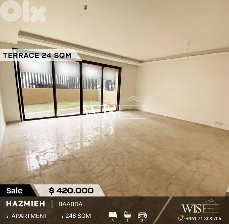 248 SQM Apartment with terrace for SALE in Hazmieh-Baabda ! 0
