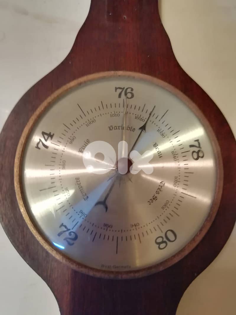 hygrometer barometer & thermometer in wooden frame 46cm 1