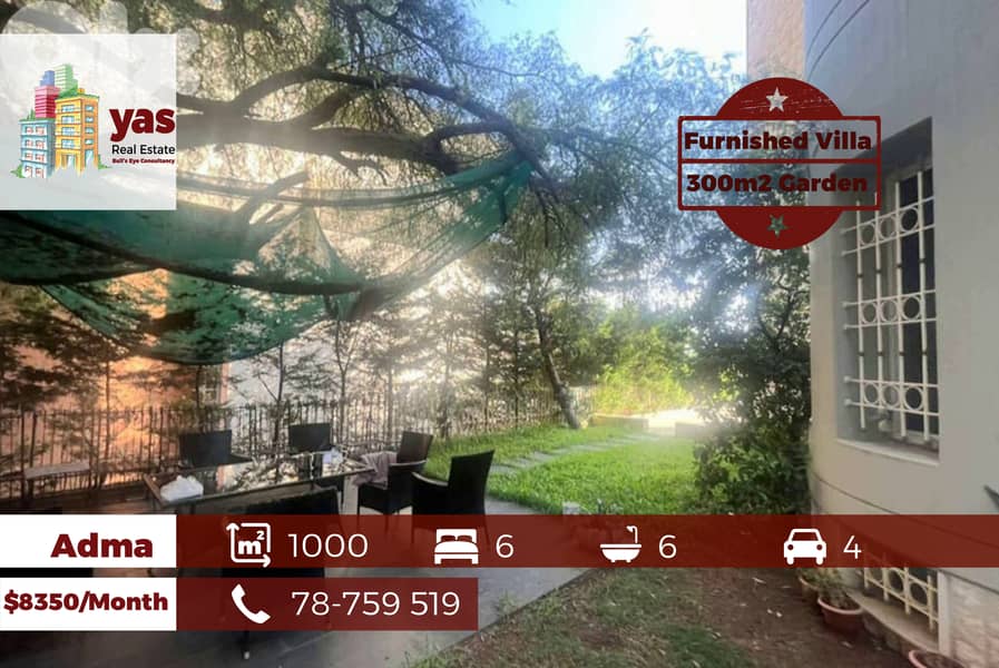 Adma 1000m2  | 300m2 Garden | Furnished Villa | Rent | Partial View|YV 0