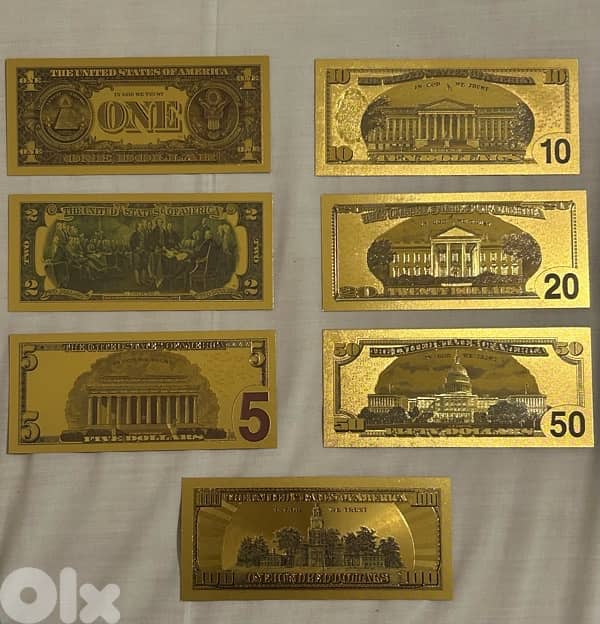 gold foil USD bills 0
