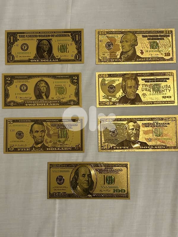 gold foil USD bills 1