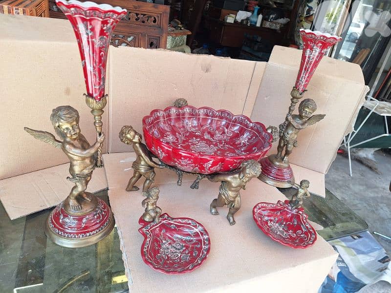 group of 5 pieces sevres porcelain & bronze handmade 1