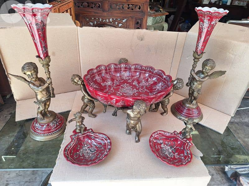 group of 5 pieces sevres porcelain & bronze handmade 2