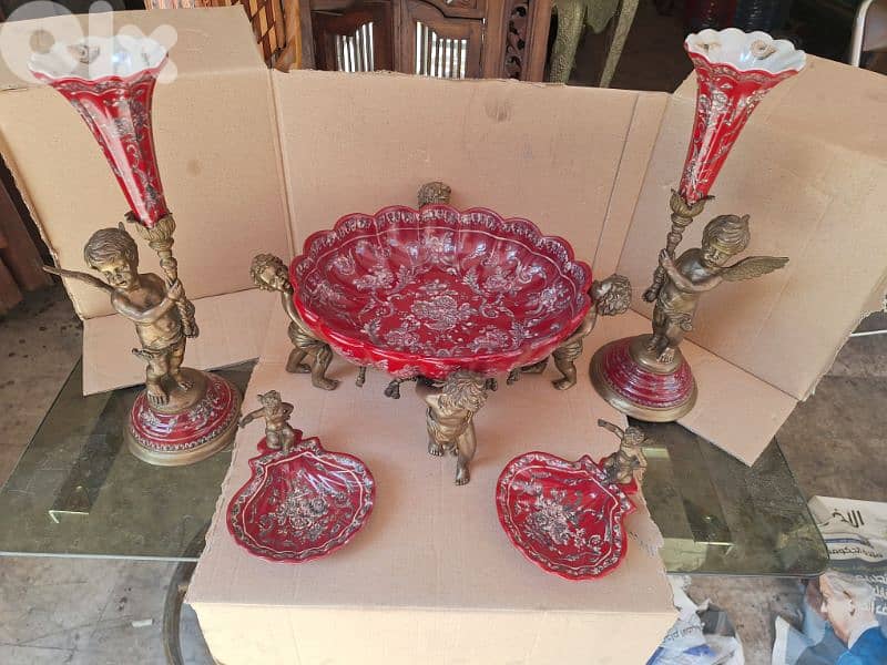 group of 5 pieces sevres porcelain & bronze handmade 5