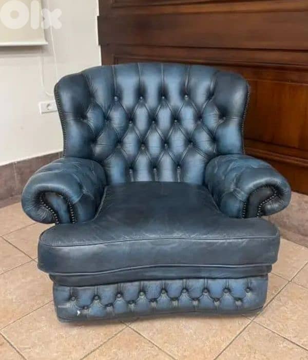 chesterfield original طقم صالون جلد إنجليزي اصلي رائع جدا ومميز 0