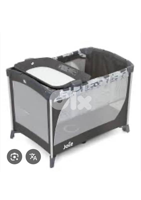 joie grey bed with diapper changing and  chair 0